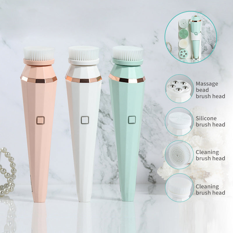 ✨ Nuvia™ 4-in-1 Rechargeable Facial Cleansing Brush – Deep Clean & Glow Device
