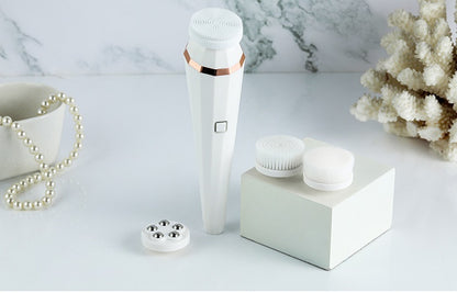 ✨ Nuvia™ 4-in-1 Rechargeable Facial Cleansing Brush – Deep Clean & Glow Device